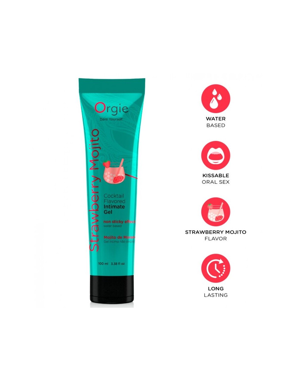 ORGIE - LUBE TUBE COCKTAIL STRAWBERRY MOJITO KISSABLE WATER-BASED INTIMATE GEL 100 ML