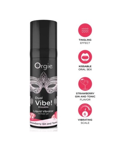 ORGIE - DUAL VIBE! STRAWBERRY GIN AND TONIC KISSABLE LIQUID VIBRATOR 15 ML