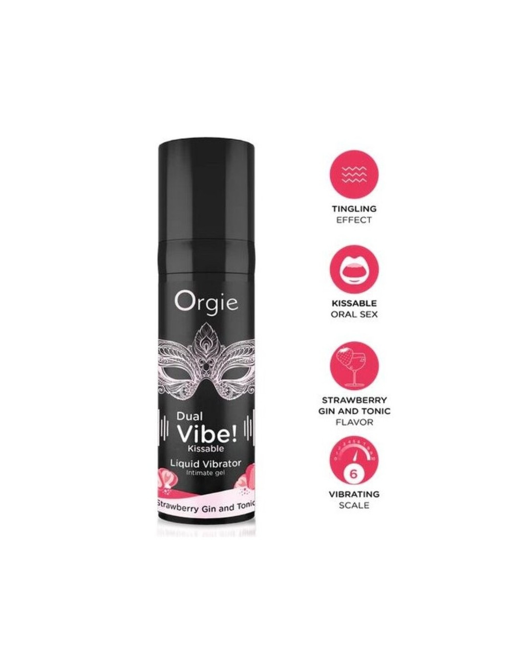 ORGIE - DUAL VIBE! STRAWBERRY GIN AND TONIC KISSABLE LIQUID VIBRATOR 15 ML