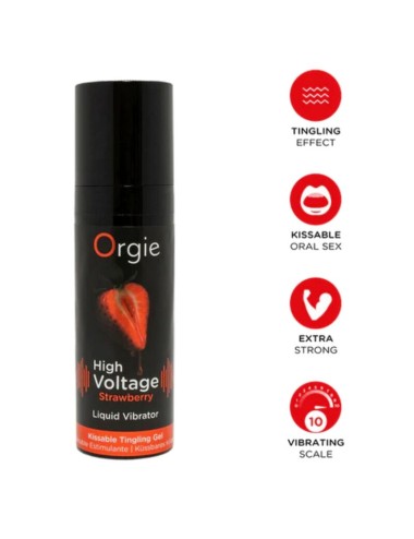 ORGIE - HIGH VOLTAGE STRAWBERRY EXTRA STRONG KISSABLE LIQUID VIBRATOR 15 ML