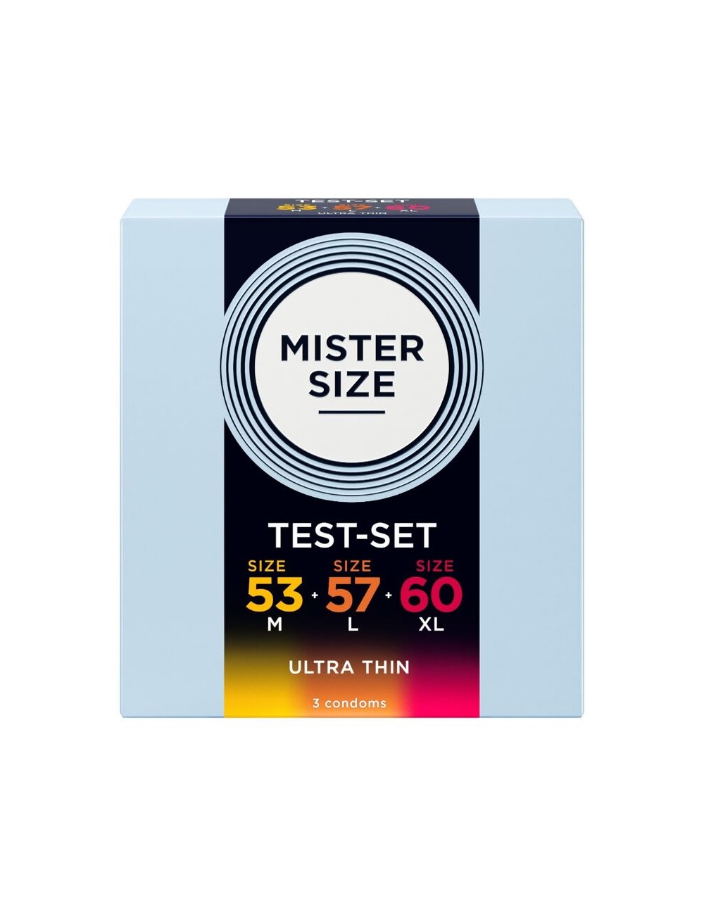 MISTER SIZE - SAMPLE PACK CONDOMS SIZE 53-57-60 MM (3 UNITS)