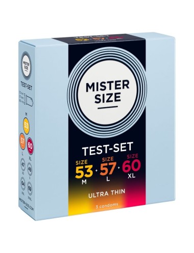 MISTER SIZE - SAMPLE PACK CONDOMS SIZE 53-57-60 MM (3 UNITS)