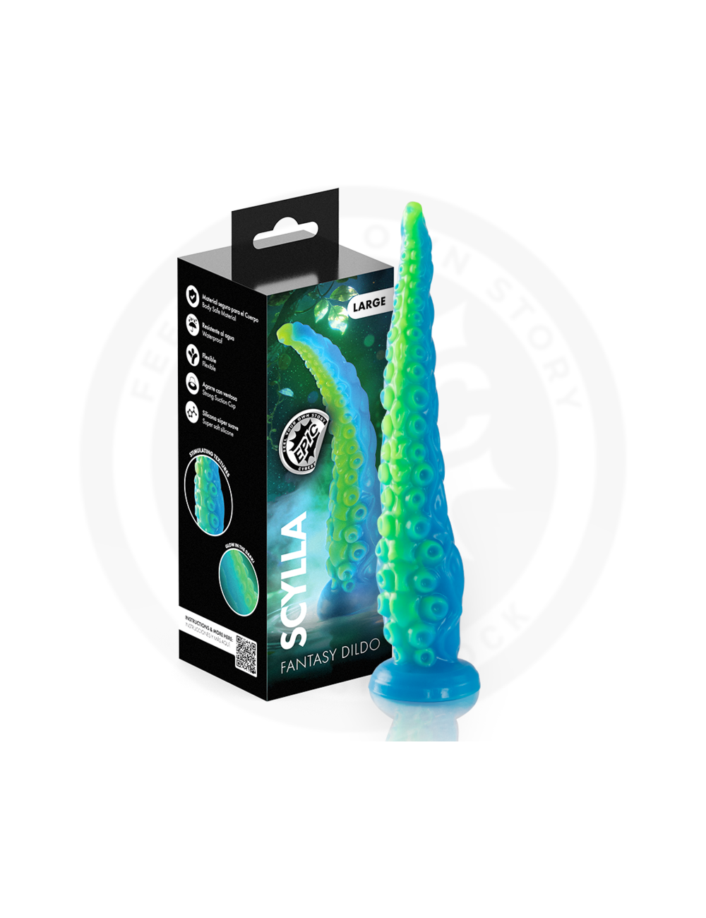 EPIC - SCYLLA FLUORESCENT THIN TENTACLE DILDO LARGE SIZE