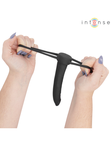 INTENSE- LUCAS ANAL DILDO WITH COCK AND TESTICLE RING SILICONE