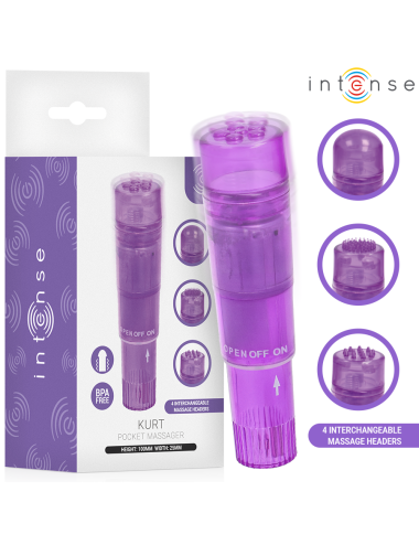 INTENSE - KURT MINI MASSAGER WITH 4 INTERCHANGEABLE HEADS PURPLE