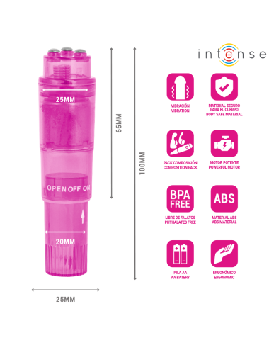INTENSE - KURT MINI MASSAGER WITH 4 INTERCHANGEABLE HEADS PINK