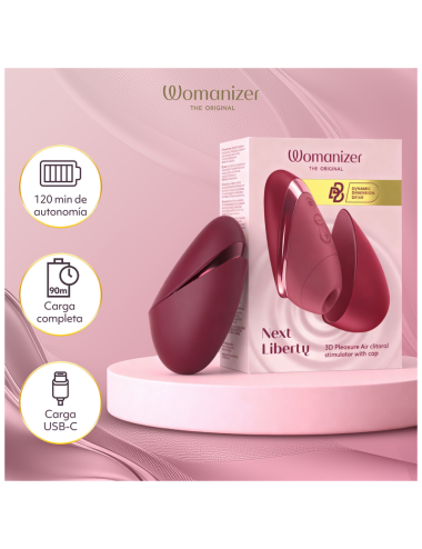 WOMANIZER - NEXT LIBERTY 3D PLEASURE AIR CLITORAL STIMULATOR BORDEAUX