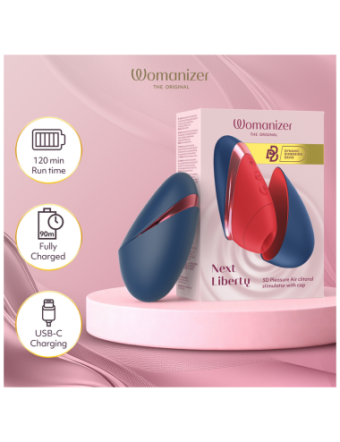 WOMANIZER - NEXT LIBERTY 3D PLEASURE AIR CLITORAL STIMULATOR BLUE/RED